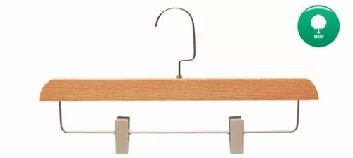 Beech hanger with trouser clips