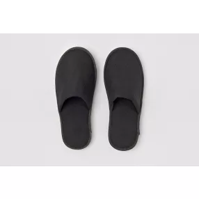 Black terry closed hotel slippers