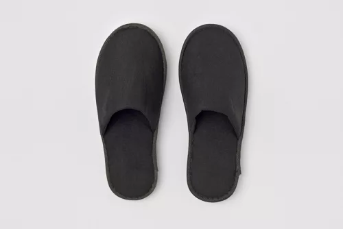 Black terry closed hotel slippers