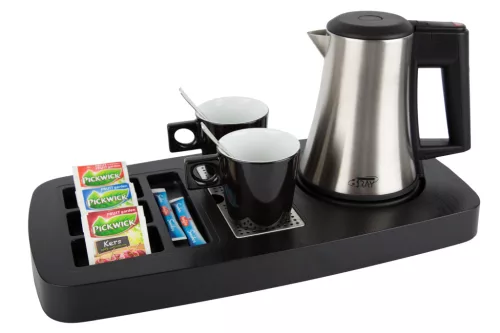 Sense tray with 0,5L kettle and 2 black cups
