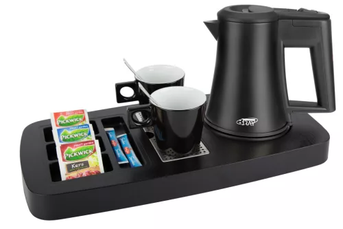 Sense tray with 0,5L black kettle and 2 black cups