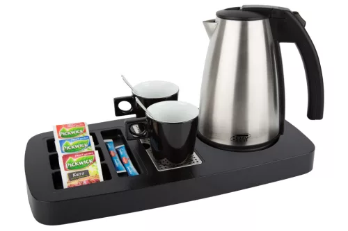 Sense tray with 1L kettle and 2 black cups