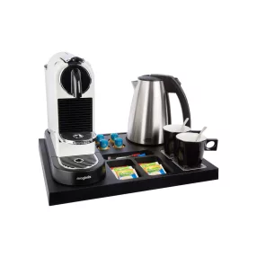 Siesta tray with 1L kettle and 2 black cups