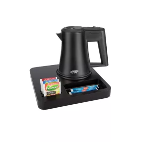 Slim tray with 0,5L black kettle, without cups