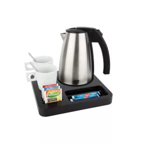 Slim tray with 1L kettle and 2 white cups