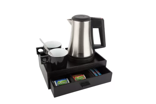 Smart tray with 0,5L kettle and 2 black cups