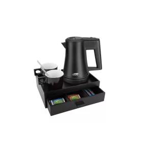 Smart tray with 0,5L black kettle and 2 black cups