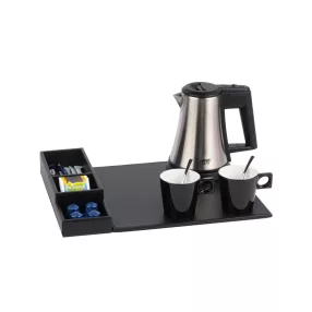 Snap tray with 0,5L kettle and 2 black cups