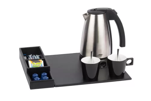 Snap tray with 1L kettle and 2 black cups