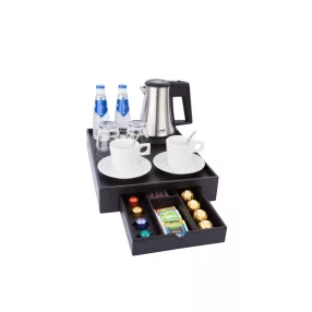 Space tray with 0,5L kettle and 2 white cups