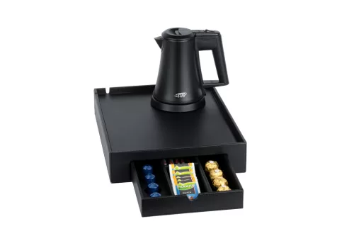 Space tray with 0,5L black kettle, without cups
