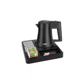 Square tray with 0,5L black kettle, without cups