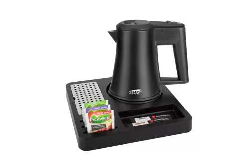 Square tray with 0,5L black kettle, without cups
