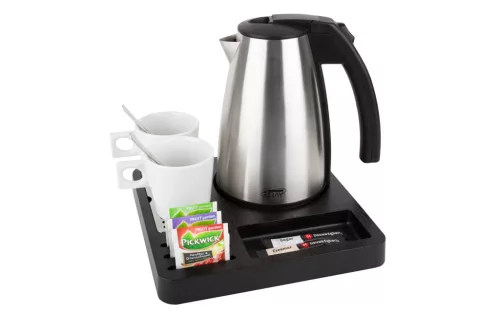 Square tray with 1L kettle and 2 white cups