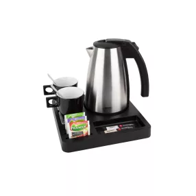 Square tray with 1L kettle and 2 black cups