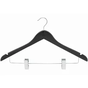 Wooden coat hanger with trouser clips
