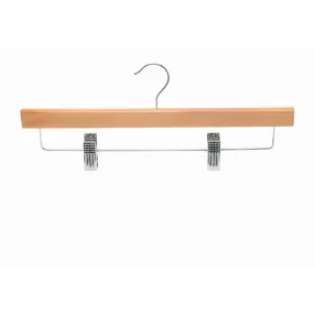Wooden coat hanger with trouser clips