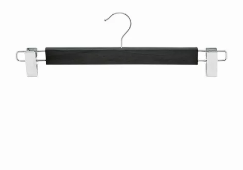 Wooden coat hanger with trouser clips