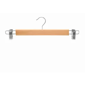 Wooden coat hanger with trouser clips