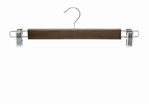Wooden coat hanger with trouser clips