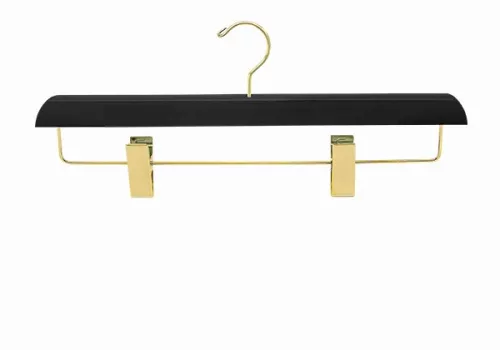 Wooden coat hanger with trouser clips